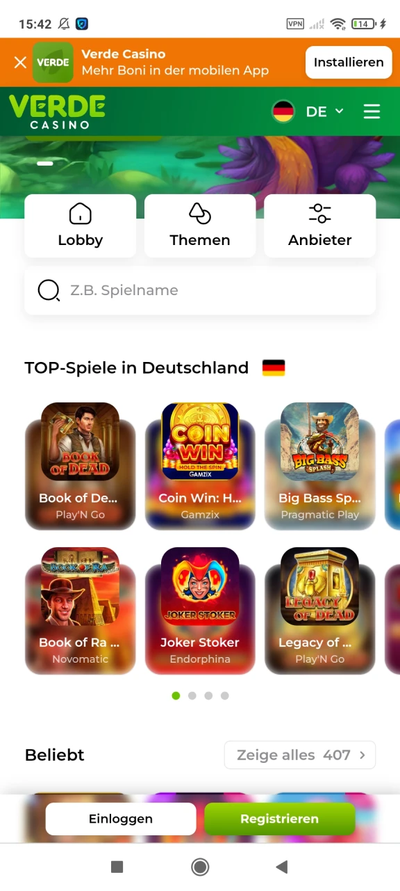 Laden Sie die Verde-App für Android herunter.