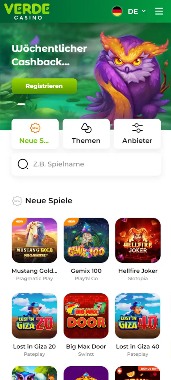 Verde Casino bietet eine große Auswahl an Spielautomaten in seiner Verde Casino-App.