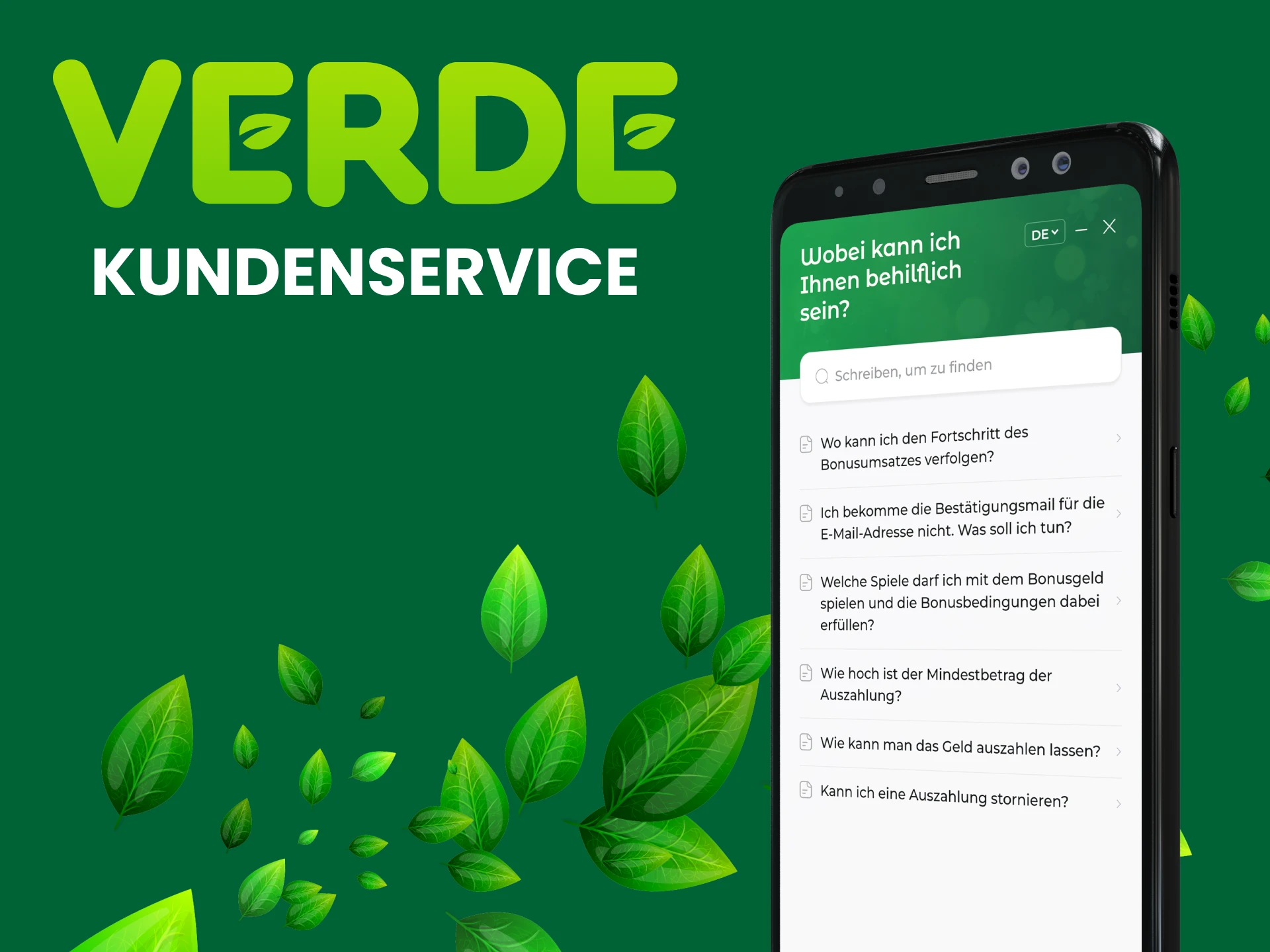 Sie können den Support in der Verde-App kontaktieren.