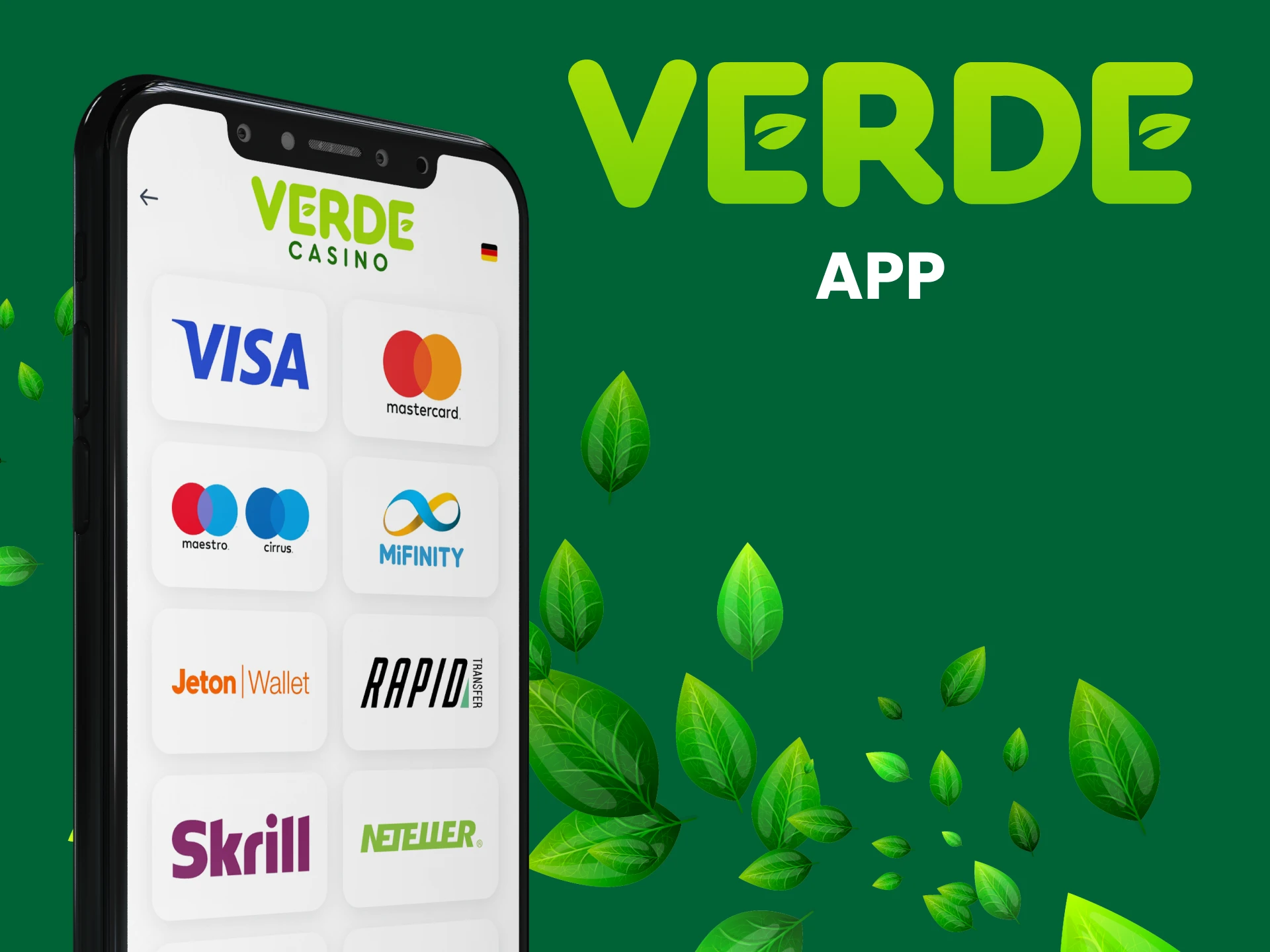 Sie können Geld über die Verde-App abheben.