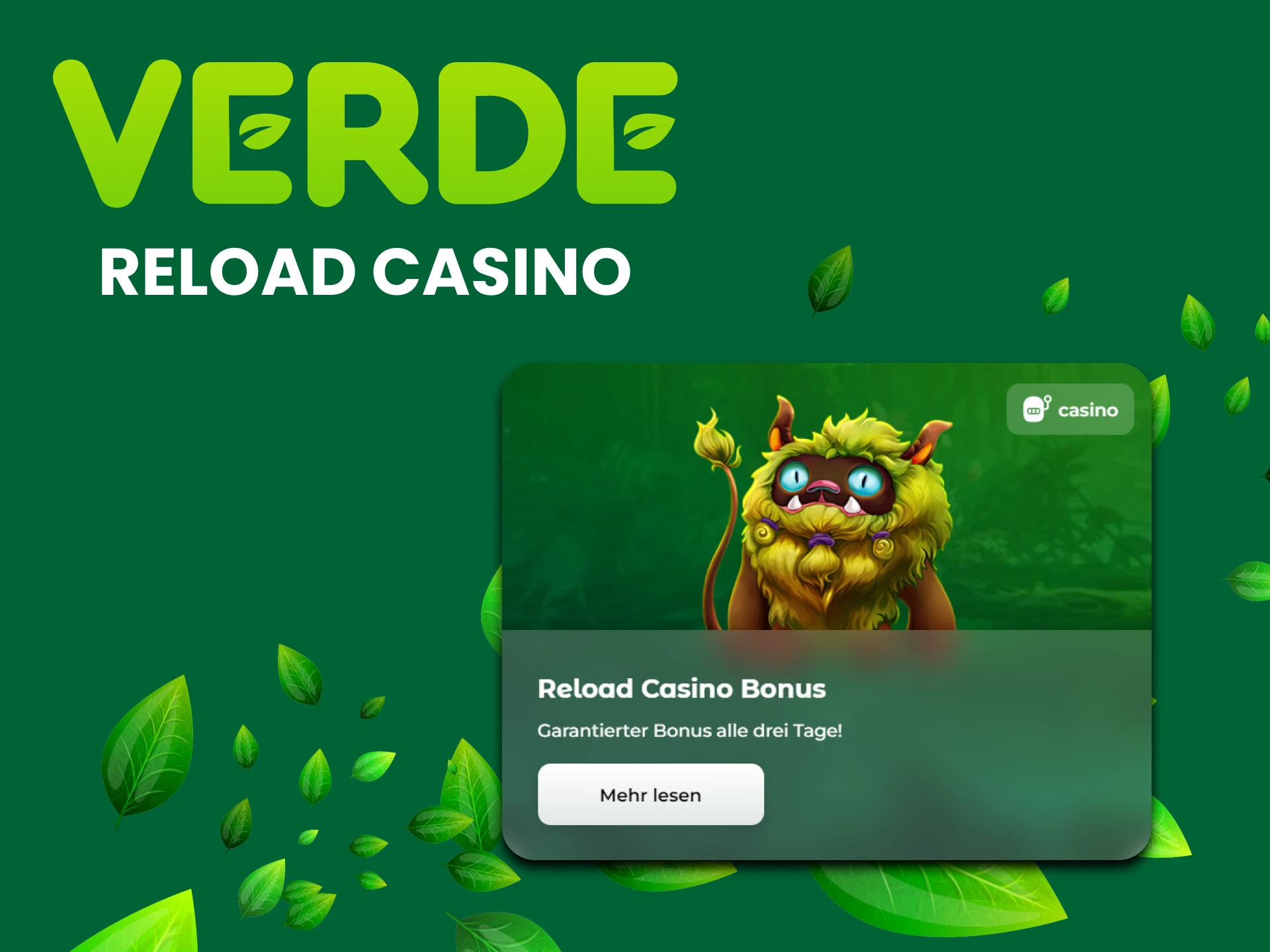 Fordern Sie Ihren speziellen Casino-Bonus von Verde an.