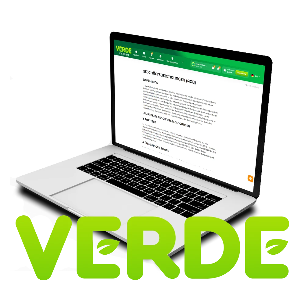 Lernen Sie die Grundbedingungen der Verde-Website kennen.