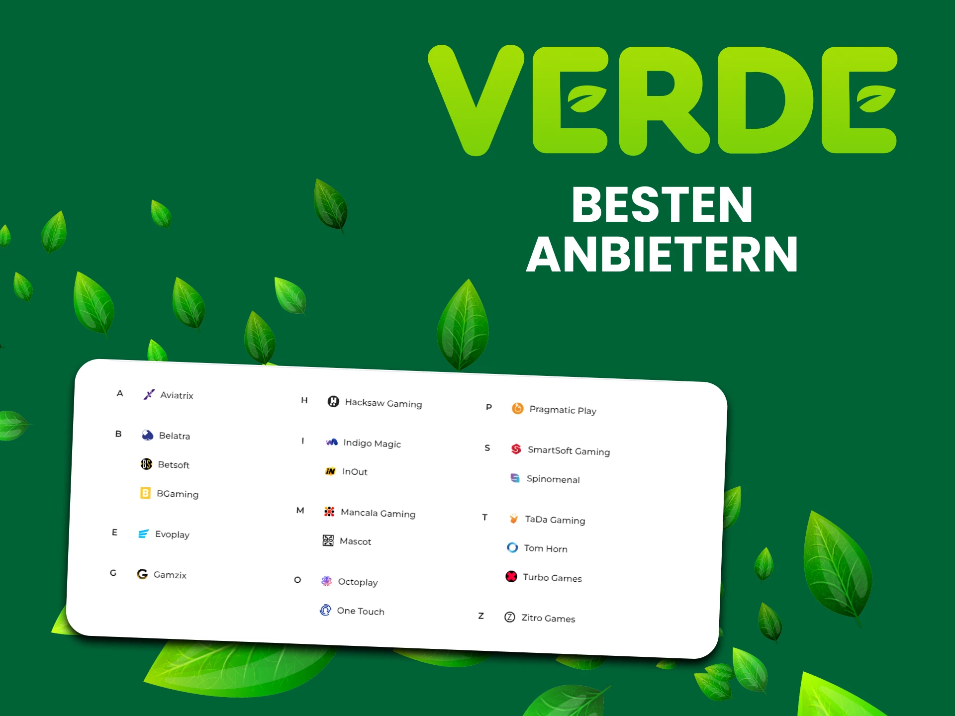 Auf der Verde-Website gibt es viele Anbieter.