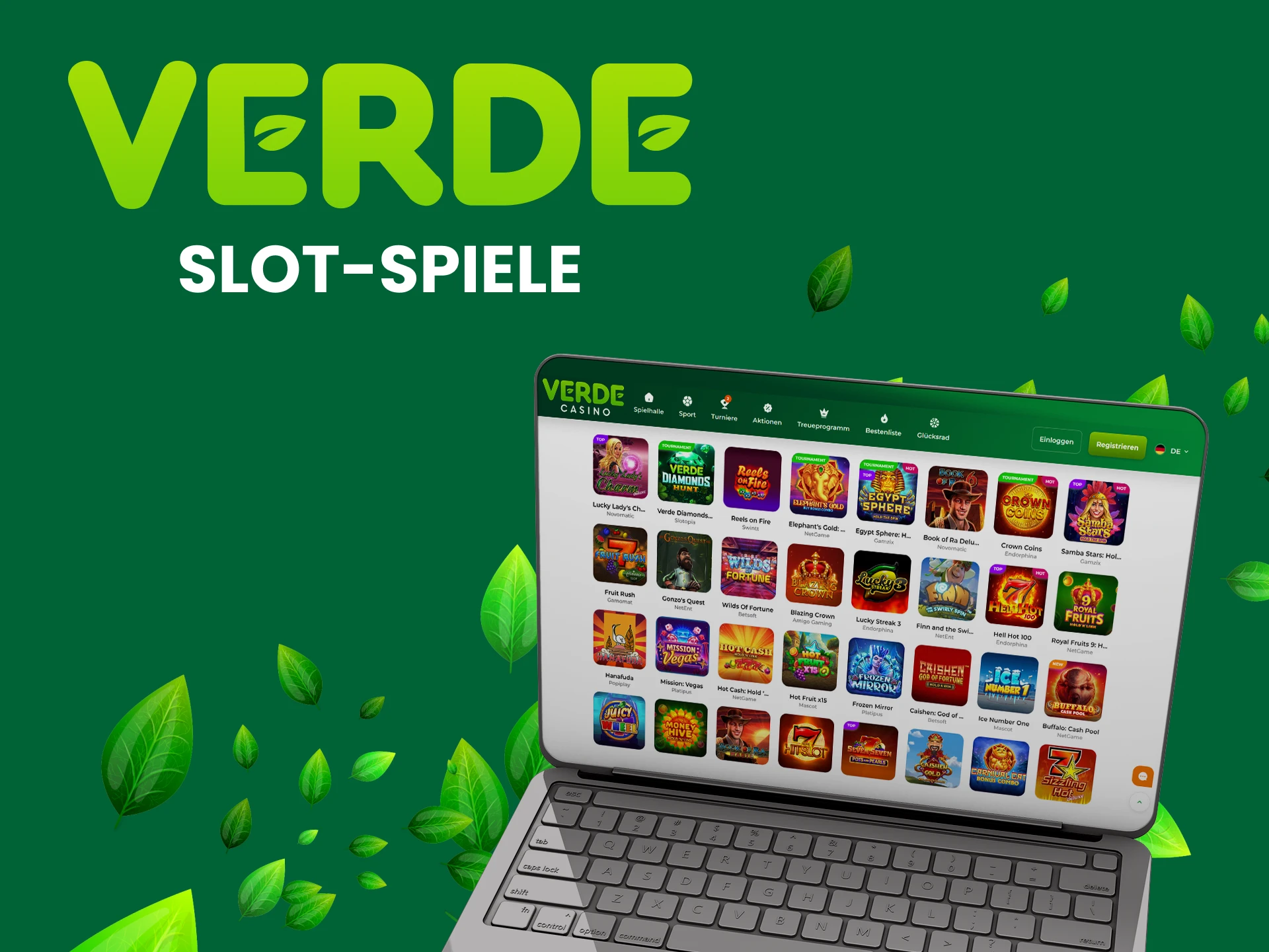 Spielen Sie Slots auf der Verde-Website.